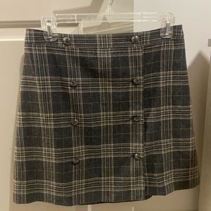 NWT Banana Republic Women's Gray Lined Wool Blend Tartan Plaid Skirt